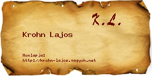 Krohn Lajos névjegykártya